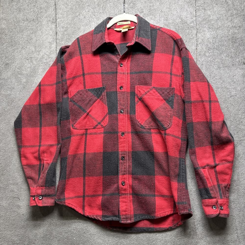 Big Mac Flannel Shirt Mens M Red Buffalo‎ Plaid JcPenney Utility Chore Vtg 90s